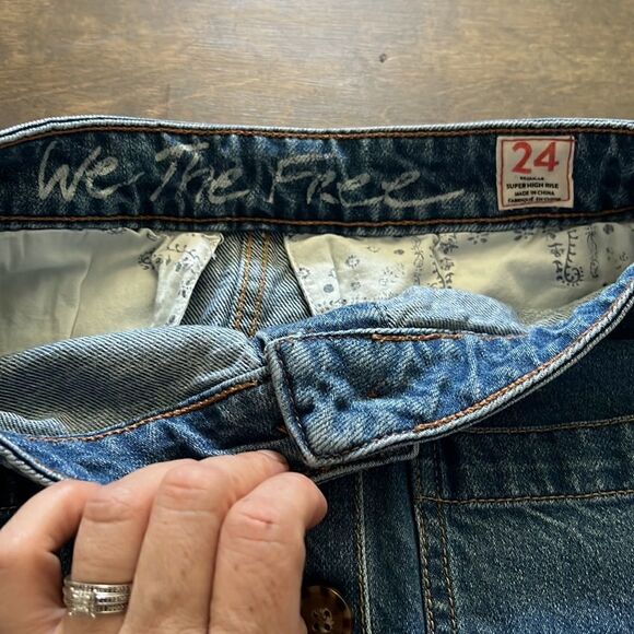 We the Free Super High Rise Denim Skirt Sz-24 - Picture 7 of 11